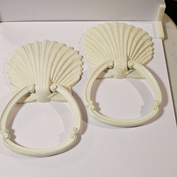Vintage 1977 HOMCO Sea Shell Towel Ring Holder Syroco Style Beach Ocean Nautical - Picture 3 of 9